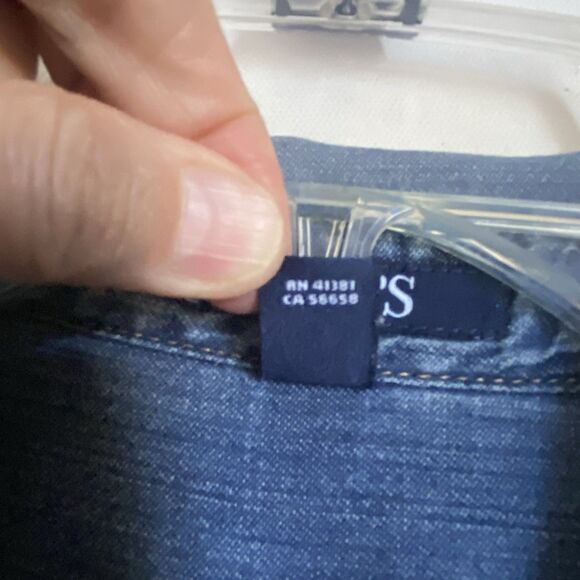 Vintage Denim Shirt Women M Blue Button Up Long Sleeve Grunge Cottage Western - Picture 8 of 9